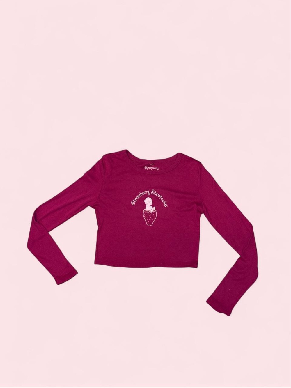 Strawberry Shortcake Women's Long-Sleeve Crop Top - Raspberry Pink